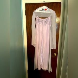 Prom dress with scarf. Beading at bodice.  Size 10.  Hemmed for 5’4” person.